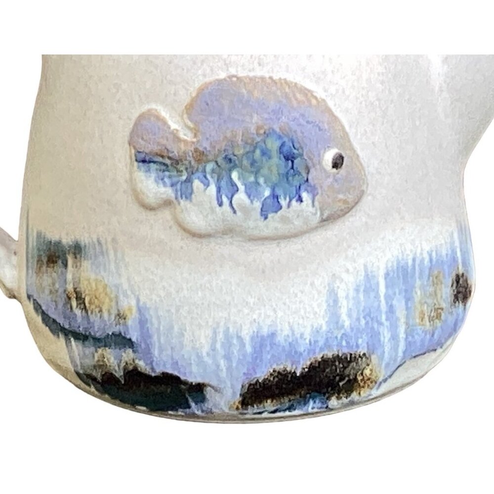 Art Pottery Teapot with Underwater Scene Fish Watercolor Effect Studio Signed - Picture 4 of 13